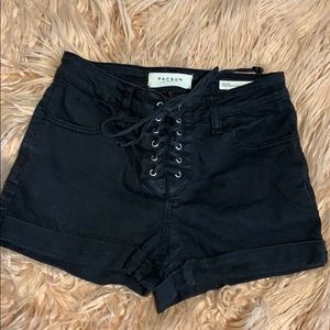 Black tie shorts